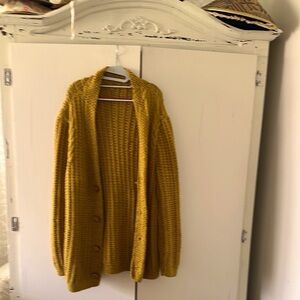 Hand crochet Cozy Mustard Cardigan Sweater